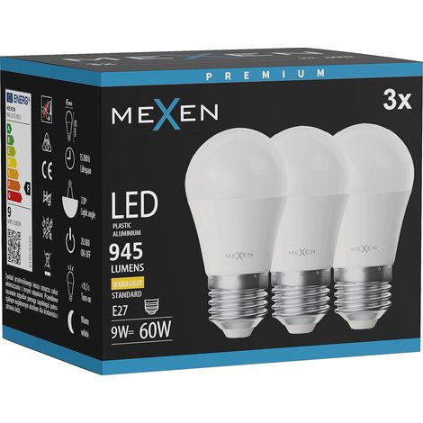 Mexen Nova 3x Ampoule LED E27, G45, 9W, Chaude - 3000K, 945 lm - L101-E27-0930-01x03 (1/5)
