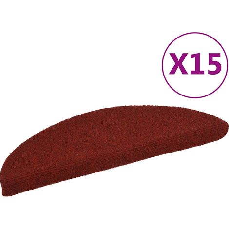 vidaXL Stair Mats Self-adhesive 15 pcs 56x17x3 cm Bordeaux Red Half Round