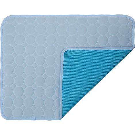 Tapis Rafraîchissant Chien et Chat en Soie Glacée - Coussin d'Été Résistant aux Morsures pour Animaux de Compagnie, Niche Teddy, Bleu Clair, Taille S (50x40 cm, 3 kg)