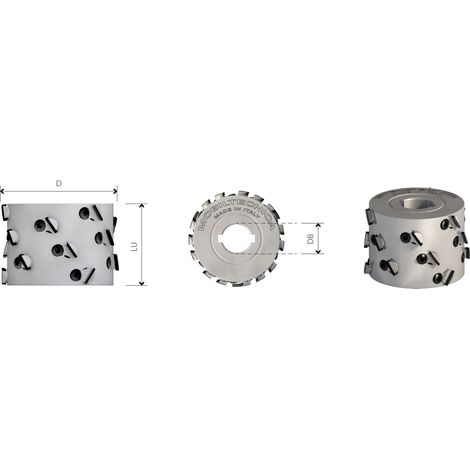 FRESE BORDATRICI AD INSERTI IN DIAMANTE PCD H3 ASSIALE 45° - MOBILTECNICA  .26D100  LU47  Z2+2  ZTOT10  DB30  AX45°  SX  H3