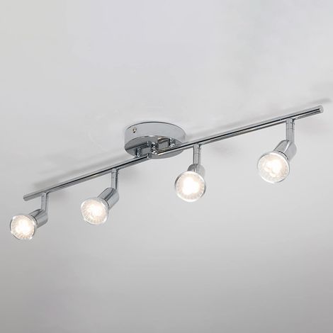 Spot de plafond moderne pour salon 4 lumières, GU10 330° pivotant en acier inoxydable lampe rotative pour chambre (sans ampoule) (1/5)