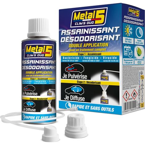 Assainissant désodorisant climatisation CLIM 5 DUO - 200ml - Ce produit de marque Metal 5 est neuf. (1/2)