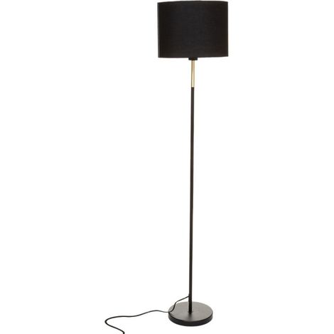 Atmosphera – Lampadaire salon noir 151cm – Abat-jour rond en polyester – Fer et PVC – Longueur câble 185cm – Éclairage moderne et élégant (1/3)