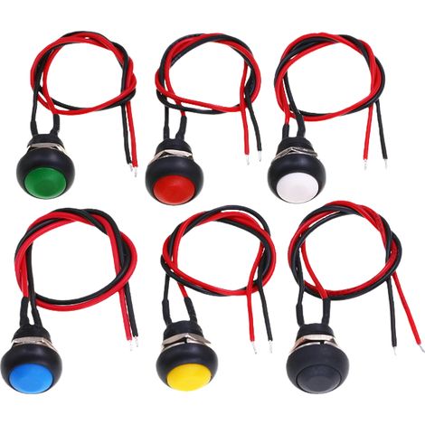 Interrupteur à bouton étanche PBS-33B, ouverture de câble de circuit automobile de 12 mm, modification et installation de klaxon, ligne de ceinture circulaire, ruban six couleurs déverrouillé, 10 cm x (1/3)