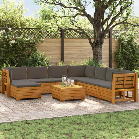 Teenpull – Outdoor-Sofagarnitur mit Kissen 9 Stück Braun Massivholz Akazie (1/5)