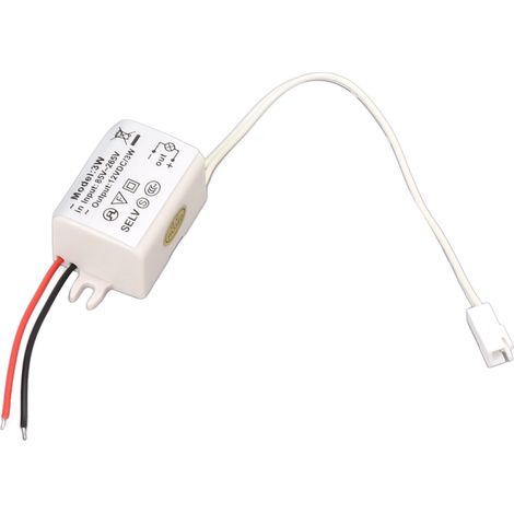 Adaptateur secteur LED DC12V 3W compact avec protection contre les surtensions pour rubans LED, ampoules LED et éclairages industriels