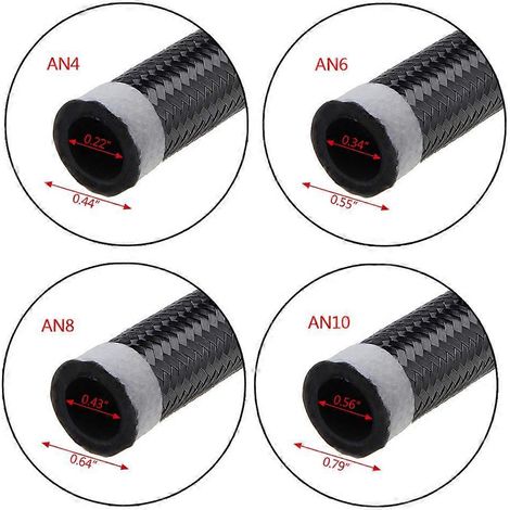 Tuyau de frein, d'huile et de carburant tressé en nylon et acier 3M pour la course AN4 AN6 AN8 AN10-AN6- (1/4)