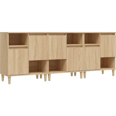 Rangement intérieur - vidaXL Buffets 3 pcs chêne sonoma 60x35x70 cm bois d'ingénierie - Buffet avec portes (1/5)