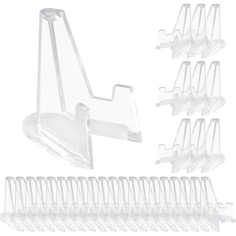 30 Pcs Supports de Cartes en Acrylique, Presentoir Chevalet Acrylique Transparent, Mini Chevalets Support de Monnaie en Plastique pour Médailles Cartes Postales à Collectionner (1/5)