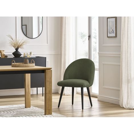 BOBOCHIC - Chaise LALIE tissu velours côtelé et pieds scandinaves noirs Vert (1/5)