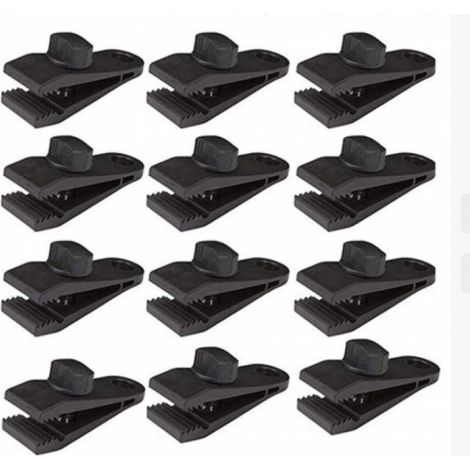 Pince à pour bâche de Pinces résistantes auvent instantané tentes Tarp Caravan Garden Shade Housse 12Pcs Ensemble Noir (1/5)