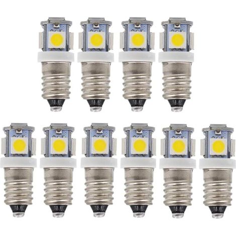 YMYNY 10 pieces E10 6V cold white LED lamps 5SMD 0.5W 50LM lamp (cold white) (1/4)