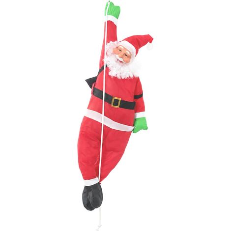 Hanging Santa Claus on Rope Red 30 x 15 x 130 cm Polyester vidaXL (1/5)