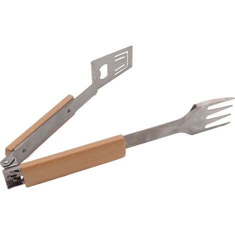 Spatule, fourchette et pince à griller en acier inoxydable durable, pince multifonctionnelle à long manche pour buffet et camping (1/5)