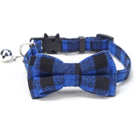 Collier pour chat à carreaux avec boucle de sécurité et nœud papillon et cloche amovibles (1/4)