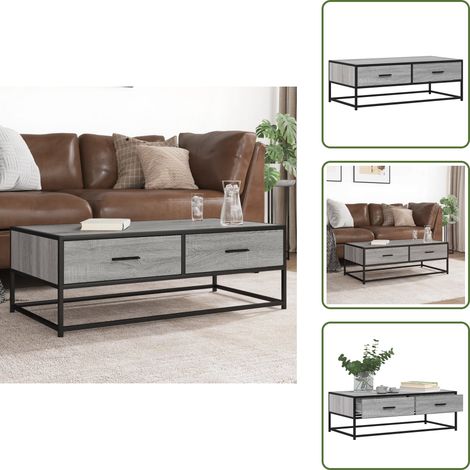 vidaXL Couchtisch Grau Sonoma 100x50x35 cm Holzwerkstoff und Metall (1/5)