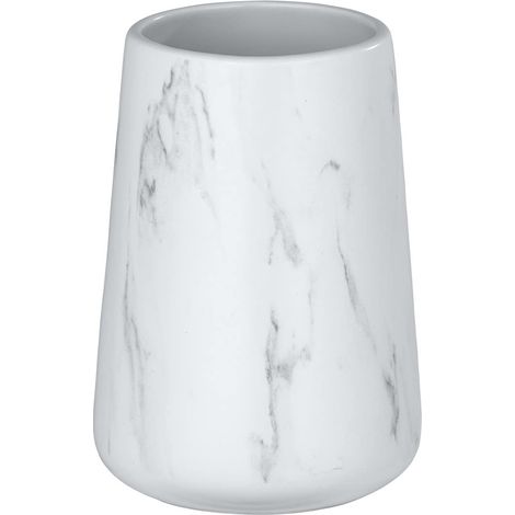 Gobelet Adrada céramique - Porte-Brosse à Dents pour la Brosse à Dents et la pâte Dentifrice, Céramique, 8.5 x 12 x 8.5 cm, Blanc (1/4)