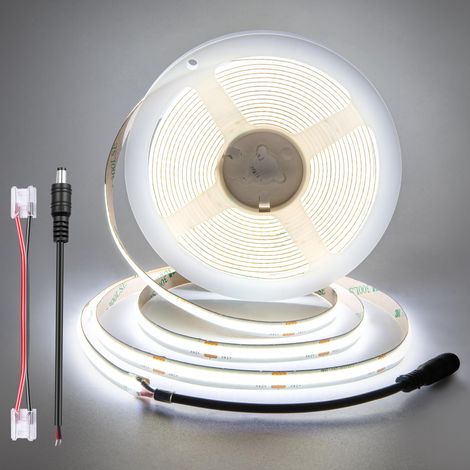 12V Ruban LED COB 3m Blanc Froid, 6000K, 8mm, Non Alimentation (1/5)