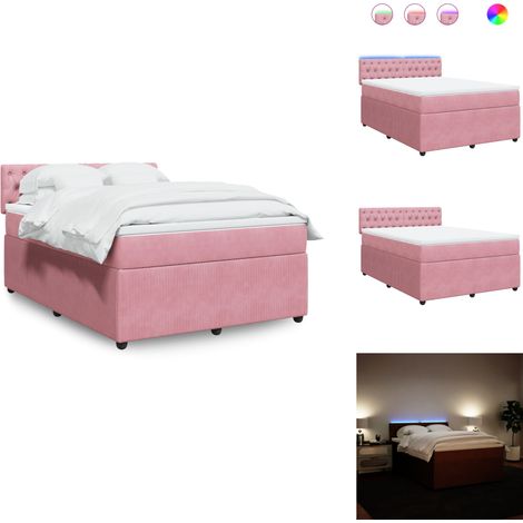 Sommier à lattes de lit avec matelas Rose 140x190 cm Velours - Sommier À Lattes De Lit - Sommiers À Lattes De Lit - Lit - Meuble De Chambre À Coucher (1/5)