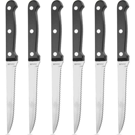 Coltelli in acciaio per bistecche e hamburger, set di coltelli da cucina da 21 cm, 6 pezzi (1/5)