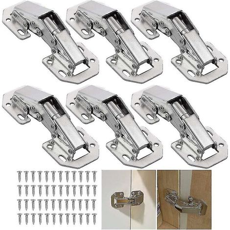 Charnières invisibles d'angle pour portes de placard avec amortisseur hydraulique, charnières de cuisine pliantes pour portes de placard à recouvrement (6 pièces)