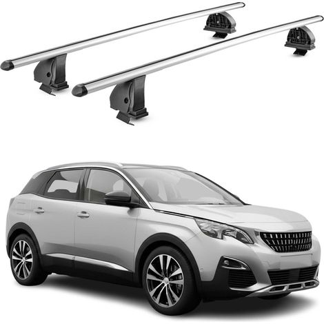 OMAC Barres de toit transversales en aluminium pour Peugeot 3008 II 2016-2023 – TÜV / DIN 75302:2019 – Antivol inclus – Charge max 75 kg – 2 barres – Gris (1/5)