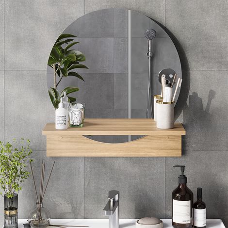 Espejo de baño Elyra, Roble dorado, 50 x 54.5 cm con estante, Vicco (1/5)