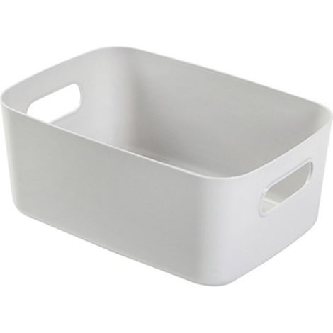 Panier de Rangement de Bureau en PP, Boîte de Stockage Cosmétique avec Poignée, Organisateur d'Articles Divers, Gris Moyen (1/2)