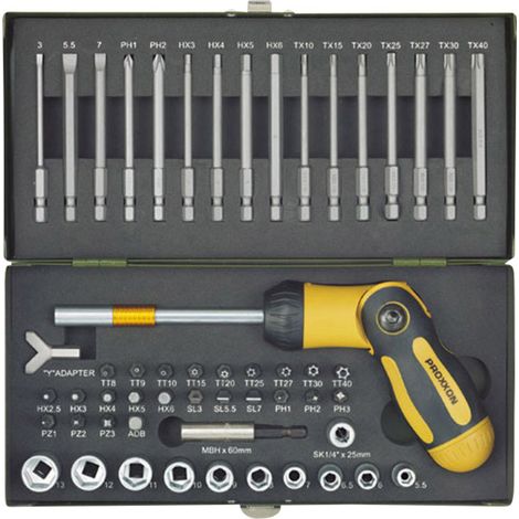 Proxxon Industrial 23104 Bit-Set 54teilig Innen-Sechsrund (TX), Innen-Sechskant, Schlitz, Kreuzschl