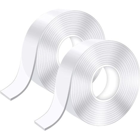 6M Ruban Adhésif Double Face Extra Fort, Transparent Lavable Fin Nano Tape, Amovible Traceless Bande Antidérapant, Réutilisable Double-Face Gel pour Tapis, Maison ou Bureau