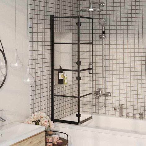 Cabine de douche pliable ESG Parois de douche - 80x140 cm Noir BV123471 - BonneVie (1/5)