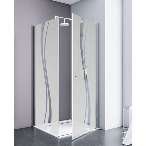 Porte de douche pivotante + paroi de retour fixe, verre 5 mm anticalcaire, profilé aspect chromé, Style 2.0, Schulte, Liane, 80 x 80 x 193 cm
