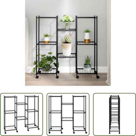 Étagère en fer - Jardinière avec roues 83x25x83,5 cm Noir Fer (1/5)