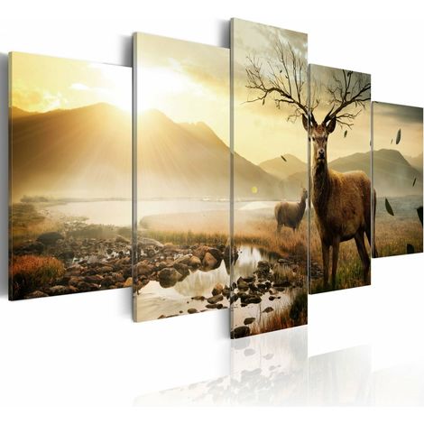 Tableau toundra et cerfs - 200 x 100 cm (1/4)