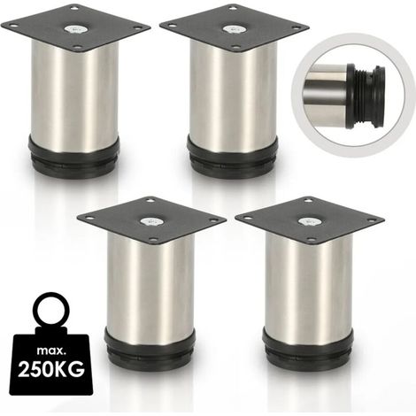 Pieds de meubles, pieds de placard réglables, acier inoxydable 100 mm, lot de 4 (1/4)