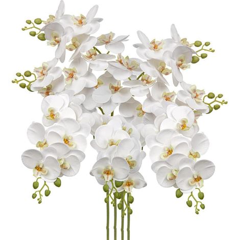 Kunstblumen Phalenopsis Orchideenzweig 9 Blüten 4 Stk White 4 PCS (1/5)
