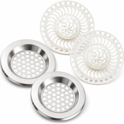 Filtre d'évacuation pour évier, 4 pièces, 7,5 cm, protection pour l'évacuation en acier et plastique, filtre pour évier de salle de bain et cuisine pour recueillir les cheveux, la baignoire (1/5)