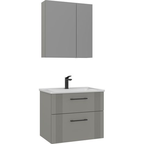 Waschtisch-Set mit Spiegel (2-teilig) "Bari 65 v2" – 65 x 45 x 55 cm – Matt-Cashmere (1/3)