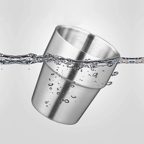 Lot de 4 tasses en acier inoxydable, verres à pinte empilables de 175 ml, mug en acier inoxydable pour les voyages, les activités de plein air et le camping (argenté) (1/5)
