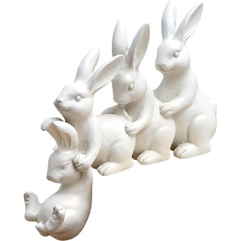 Lapins de Pâques Figurine en résine Lapins Statue Modernes Art Printemps Décoration de la maison, Décorations Ornement Cadeau Lapins Décorations d'intérieur (1/5)