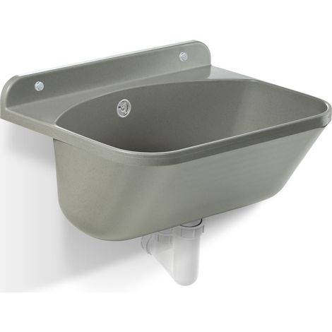 GOSPO Ausgussbecken mit Siphon, Waschbecken 46 x 36 x 20 cm, für Waschraum, Garage, Keller, Waschküc