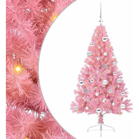 Sapin de Noël Arbre de Noël artificiel pré-éclairé Rose 150 cm PVC (1/5)