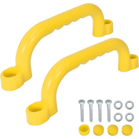 Poignée De Sécurité - 2 Pièces - Plastique Antidérapant - Pour Aire De Jeux Et Cabane - Jaune - 24,5cm (1/5)
