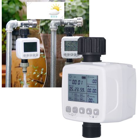 Automatisches Bewässerungssystem für Außengärten mit Zeitschaltuhr und automatischer Bewässerungssteuerung mit Regensensor. (1/5)