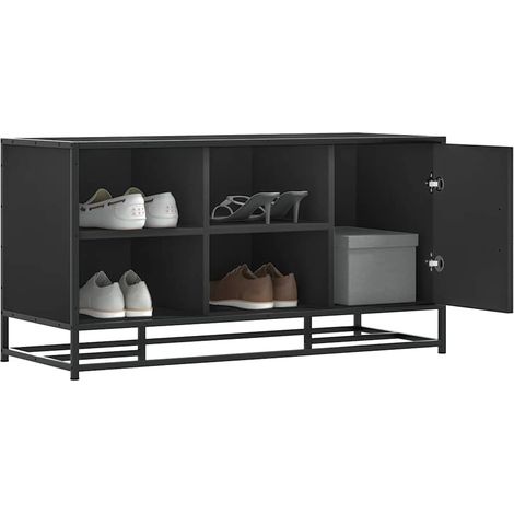 vidaXL Schuhbank Schwarz 100x40x53,5 cm Holzwerkstoff und Metall