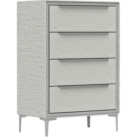 Cassettiera 4 Cassetti 60x36x88 cm con Rivestimento in Tessuto Effetto Lino in Acciaio Grigio (1/5)