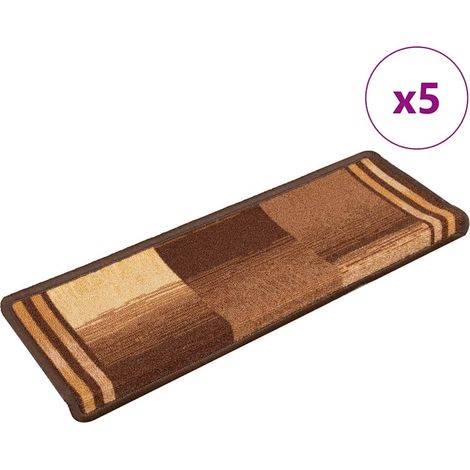 Lot de 5 Tapis d'escalier autoadhésifs Tapis de marche  Marchette Escalier 65x25 cm Marron 50218 (1/5)