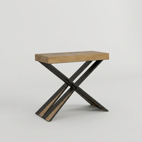 Consolle allungabile 90x40/196 cm Diago Small quercia natura gambe antracite (1/4)