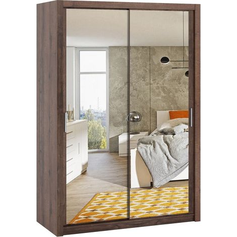 Armario Catromi 106, Roble del Monastery, 215x150x62cm, Puertas de armario: Correderas, Número de estantes: 5