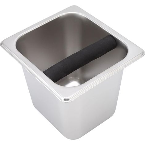 Stainless steel coffee canister, integrated waste bin with rubber stem for collecting coffee grounds, countertop use (1/5)